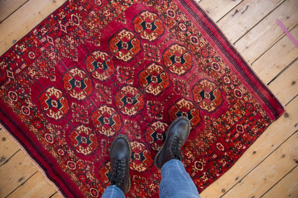 3.5x4 Vintage Turkmen Square Rug