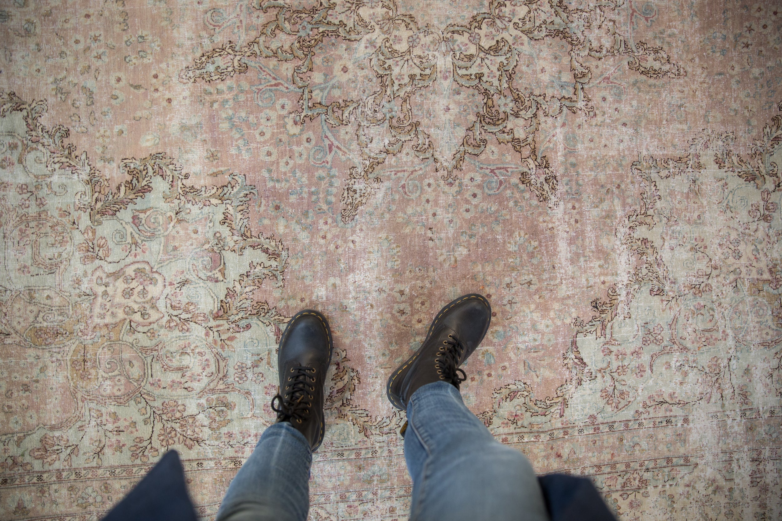 9.5x10 Vintage Fine Distressed Cyrus Crown® Kerman Square Carpet