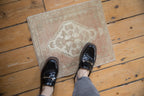 1.5x1.5 Vintage Distressed Oushak Square Rug Mat