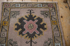 1.5x1.5 Vintage Distressed Oushak Square Rug Mat