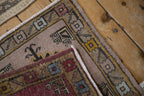 1.5x1.5 Vintage Distressed Oushak Square Rug Mat