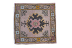 1.5x1.5 Vintage Distressed Oushak Square Rug Mat