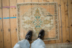 2.5x2.5 Vintage Distressed Oushak Square Rug Mat