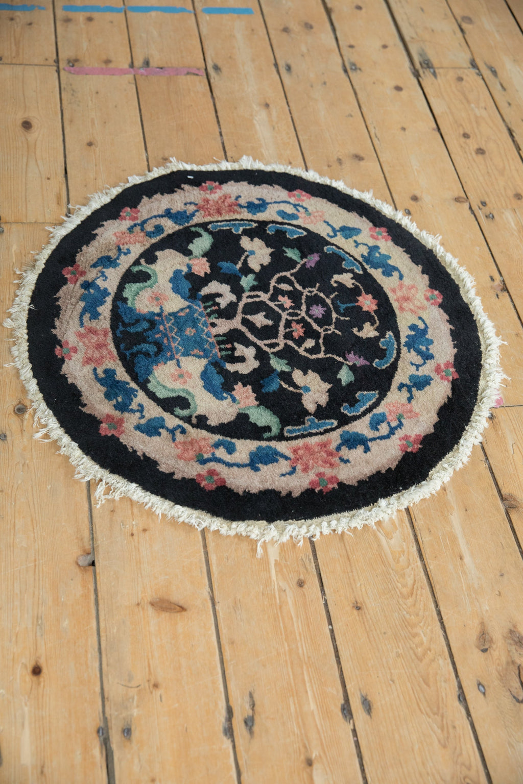 2.5x2.5 Vintage Nichols Art Deco Round Rug Mat