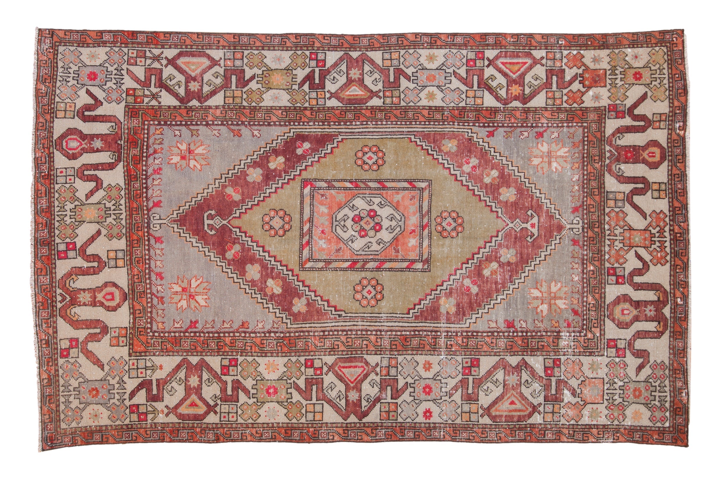 5.5x8.5 Vintage Distressed Oushak Carpet