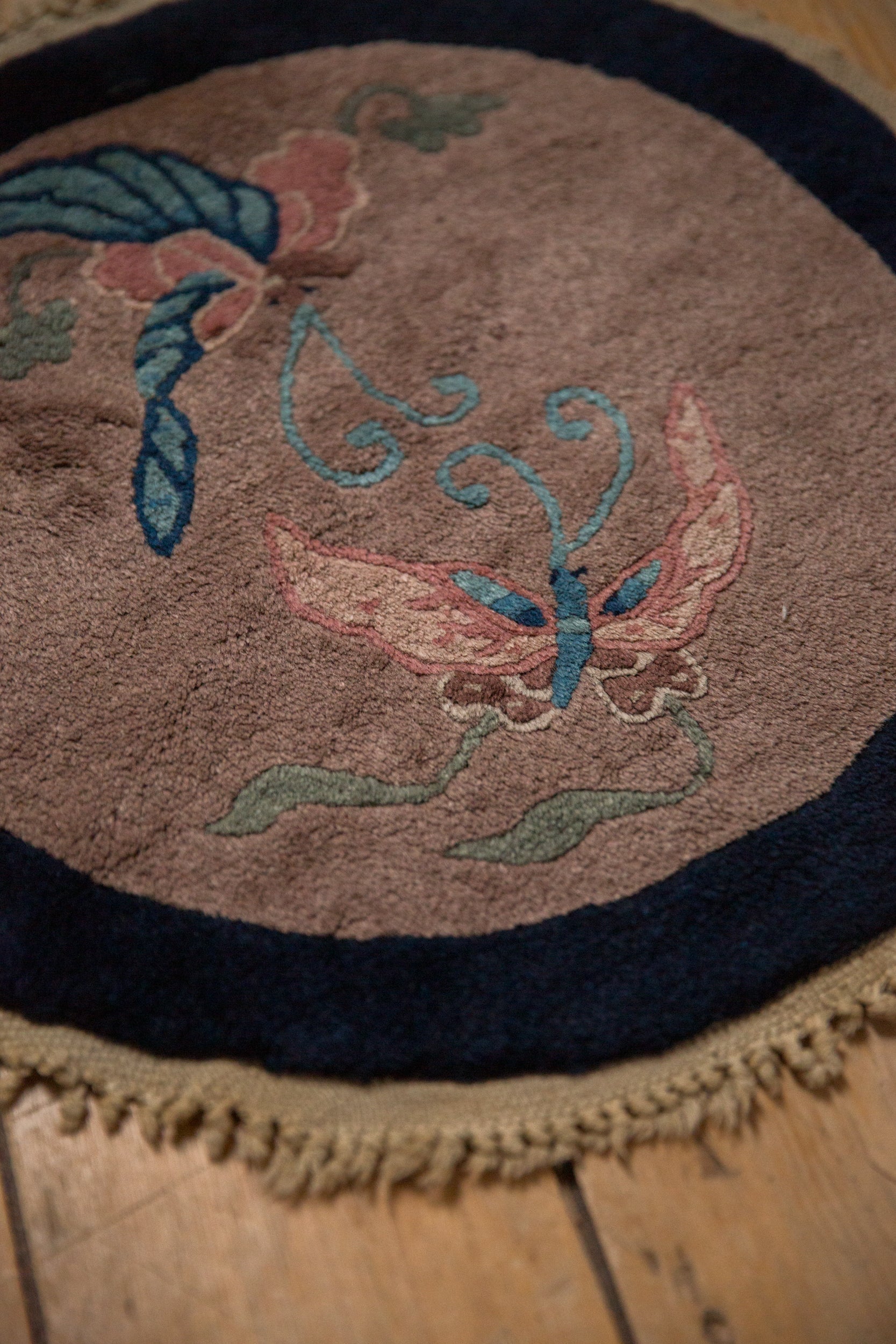 1.5x1.5 Antique Art Deco Round Rug Mat