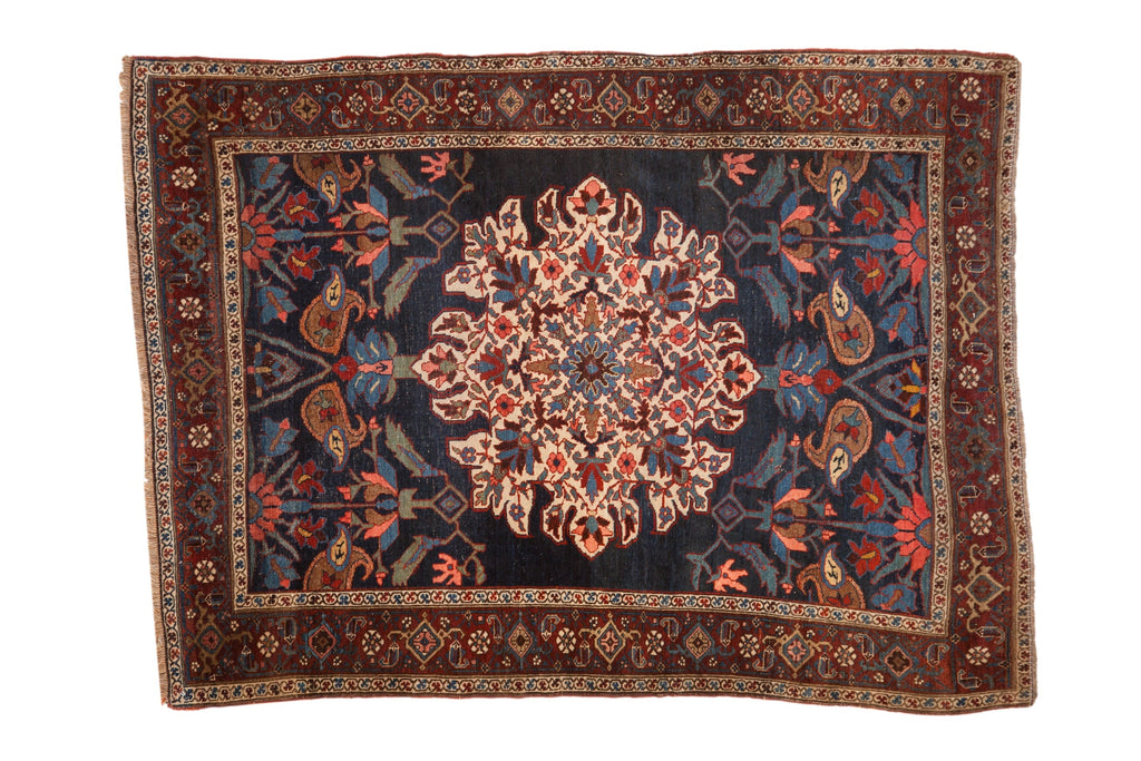 4.5x6 Antique Kurdish Bijar Rug