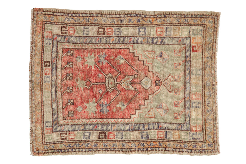 2.5x3 Vintage Distressed Oushak Square Rug