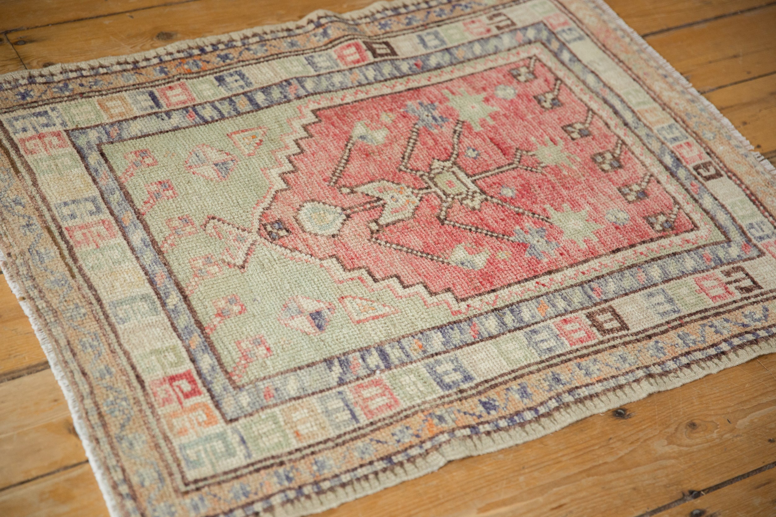 2.5x3 Vintage Distressed Oushak Square Rug