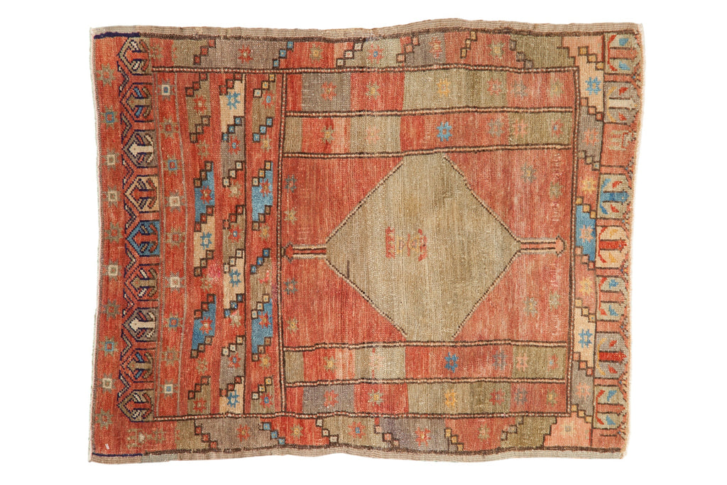 2.5x3 Vintage Distressed Oushak Square Rug