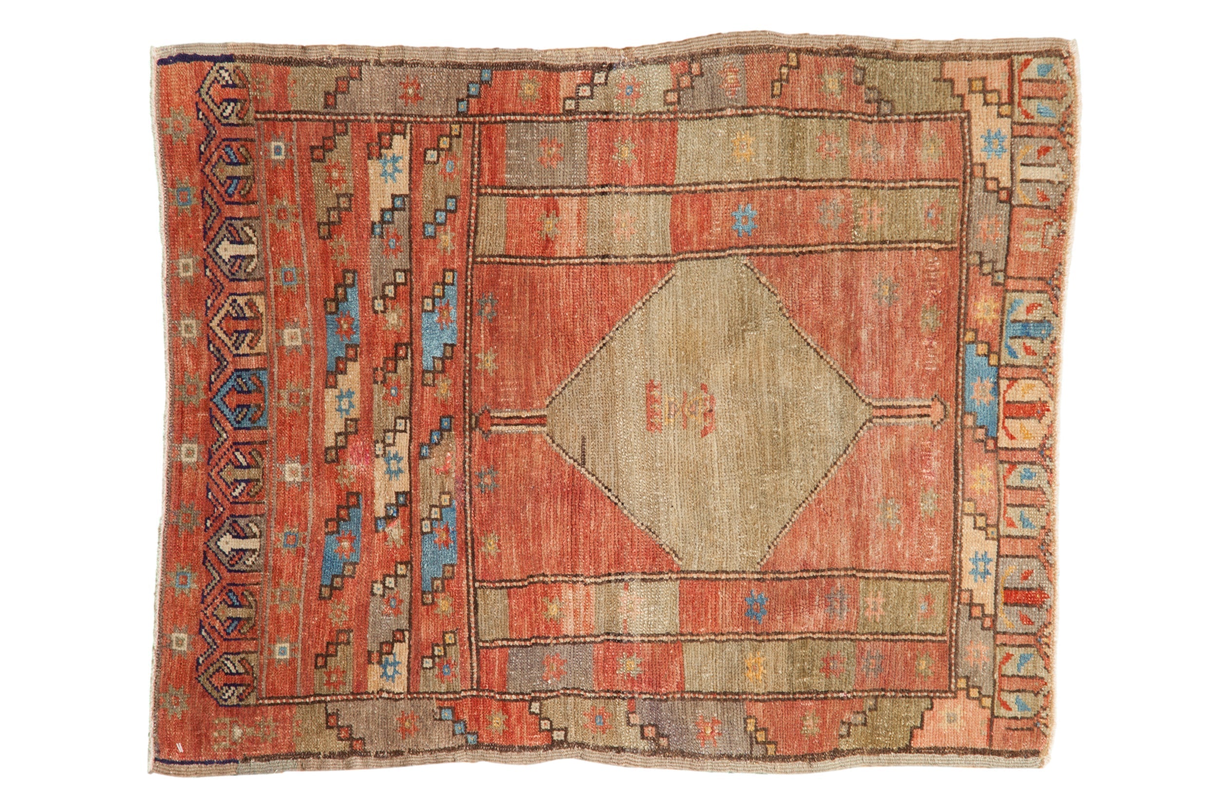 2.5x3 Vintage Distressed Oushak Square Rug