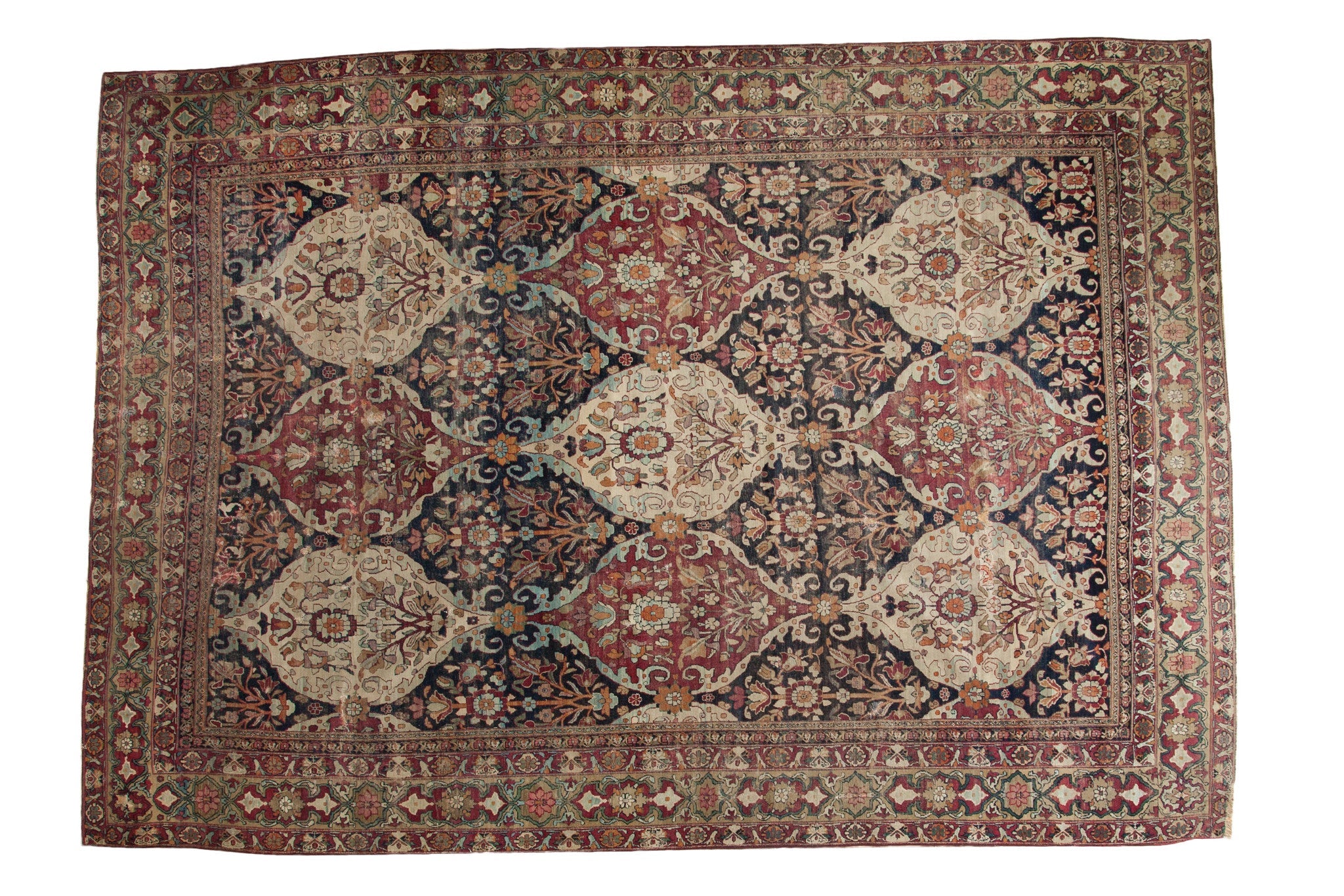 8.5x12 Unusual Antique Lavar Kerman Carpet