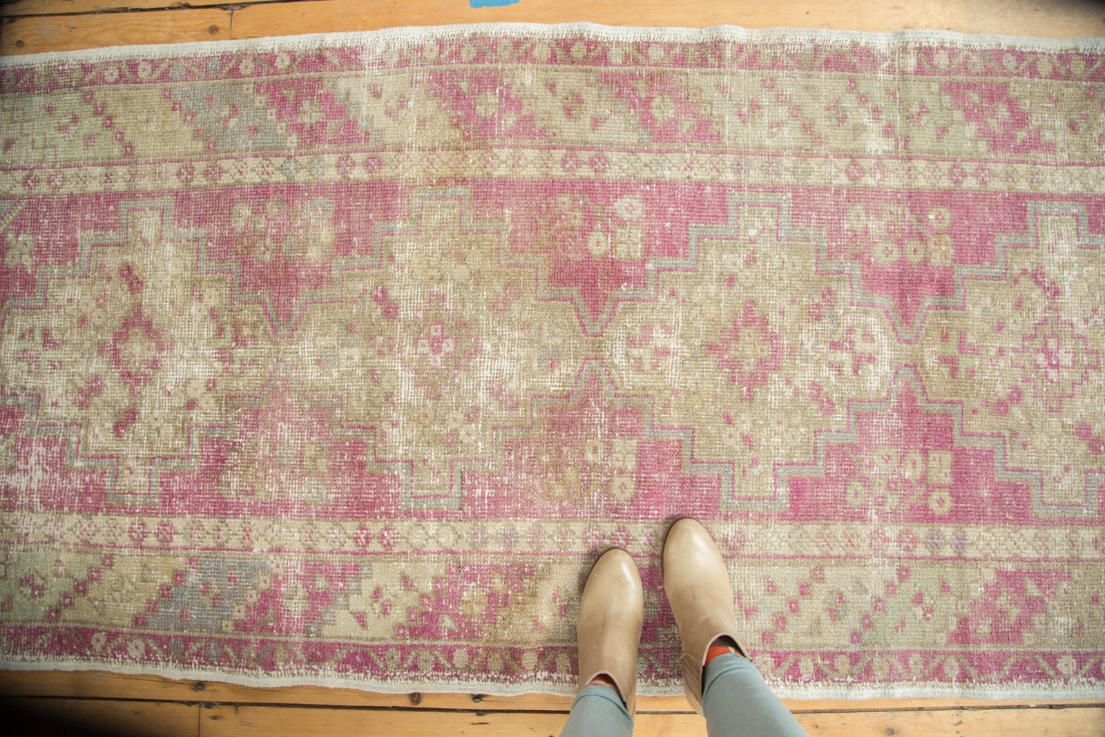 3.5x9.5 Vintage Distressed Oushak Rug Runner