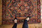 3.5x4.5 Vintage Heriz Square Rug