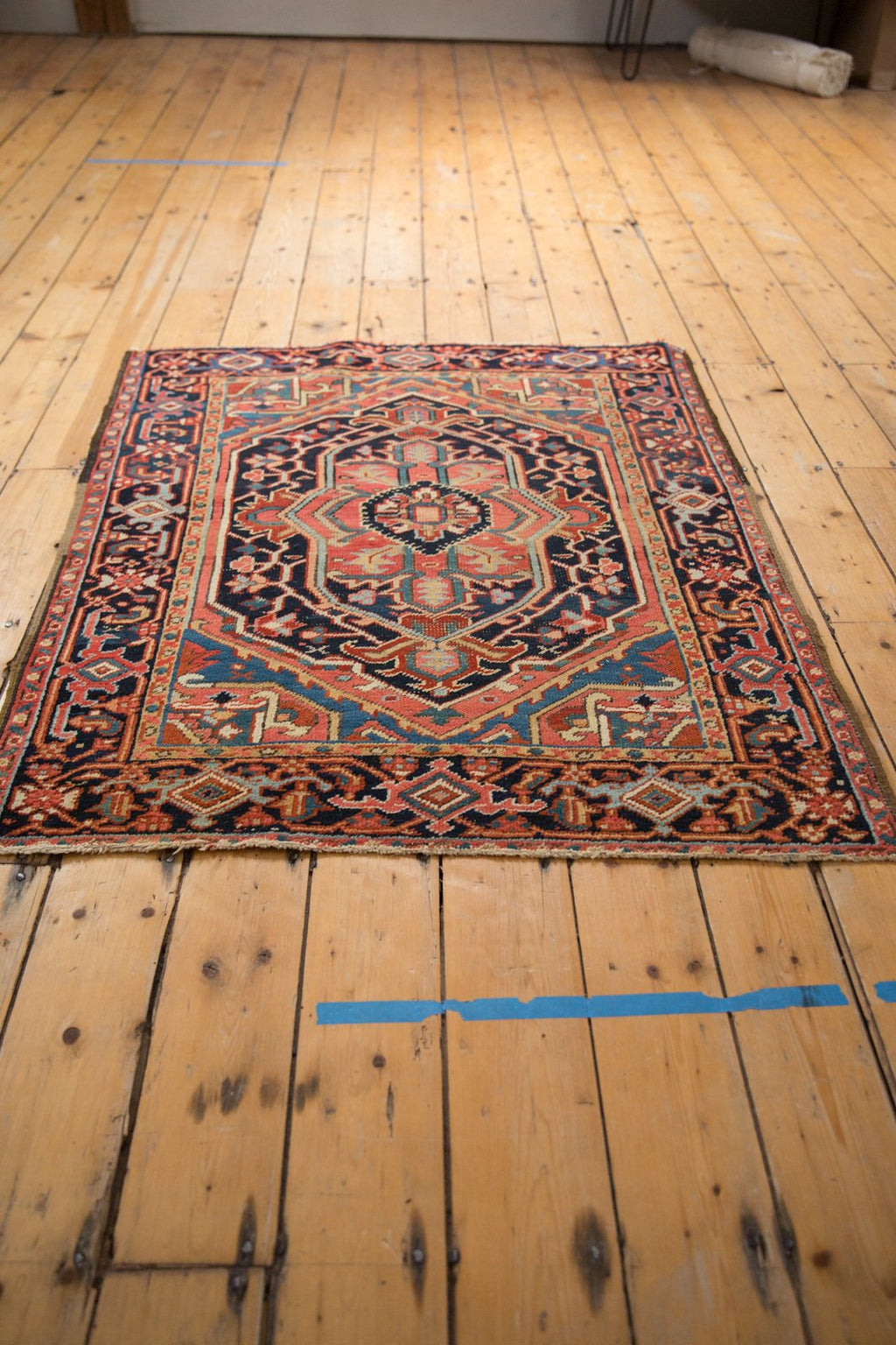 3.5x4.5 Vintage Heriz Square Rug