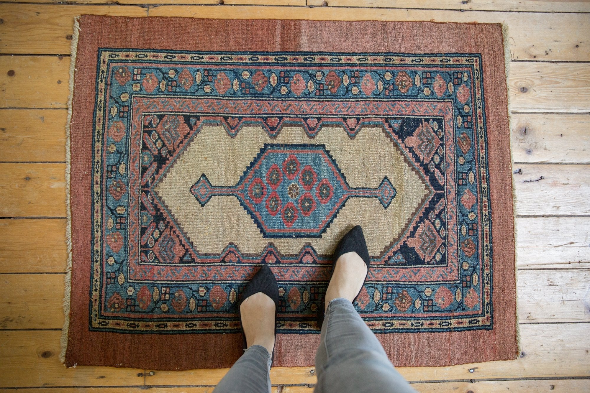 3x4 Antique Camel Hair Serab Square Rug