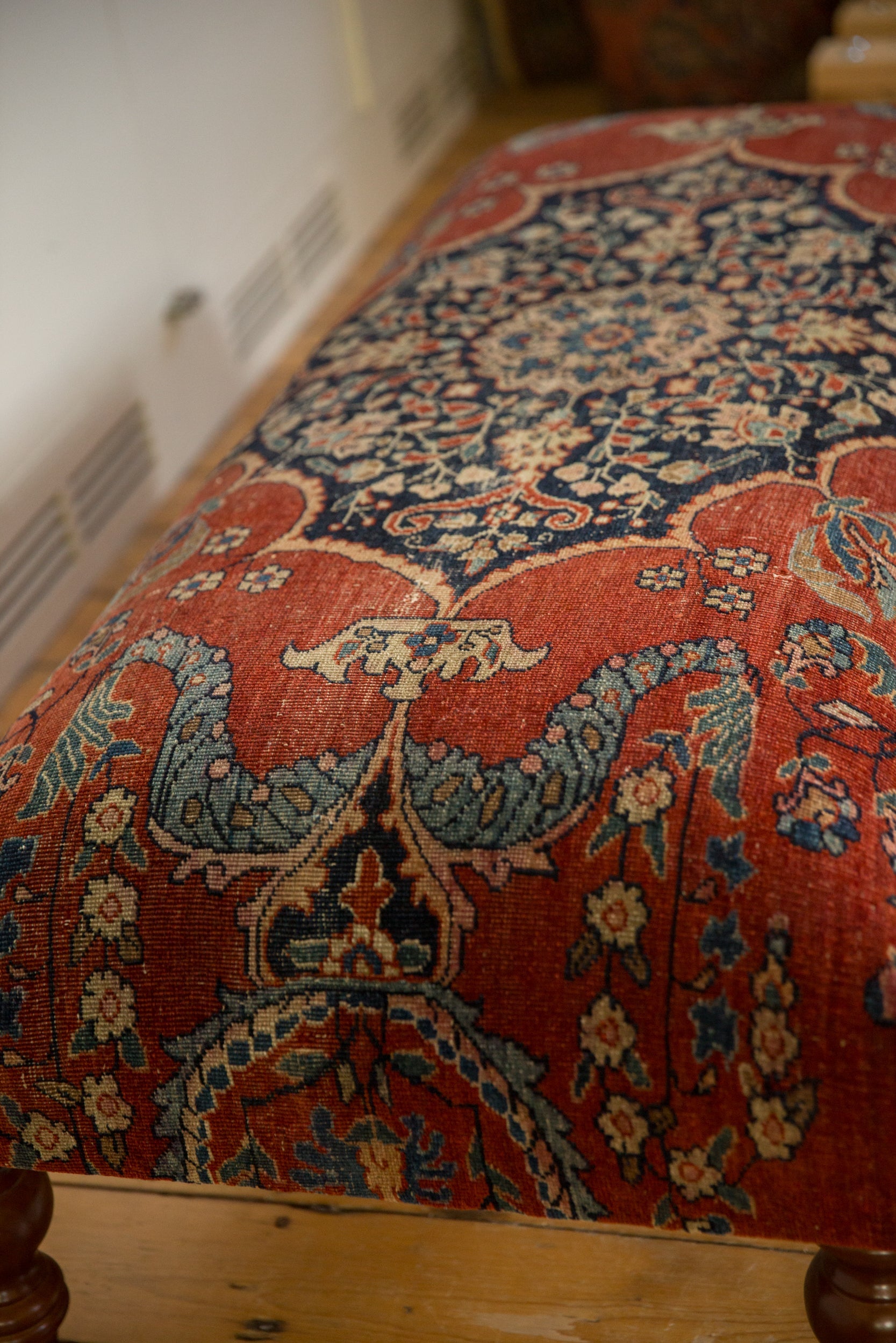 Reclaimed Antique Persian Rug Ottoman Coffee Table
