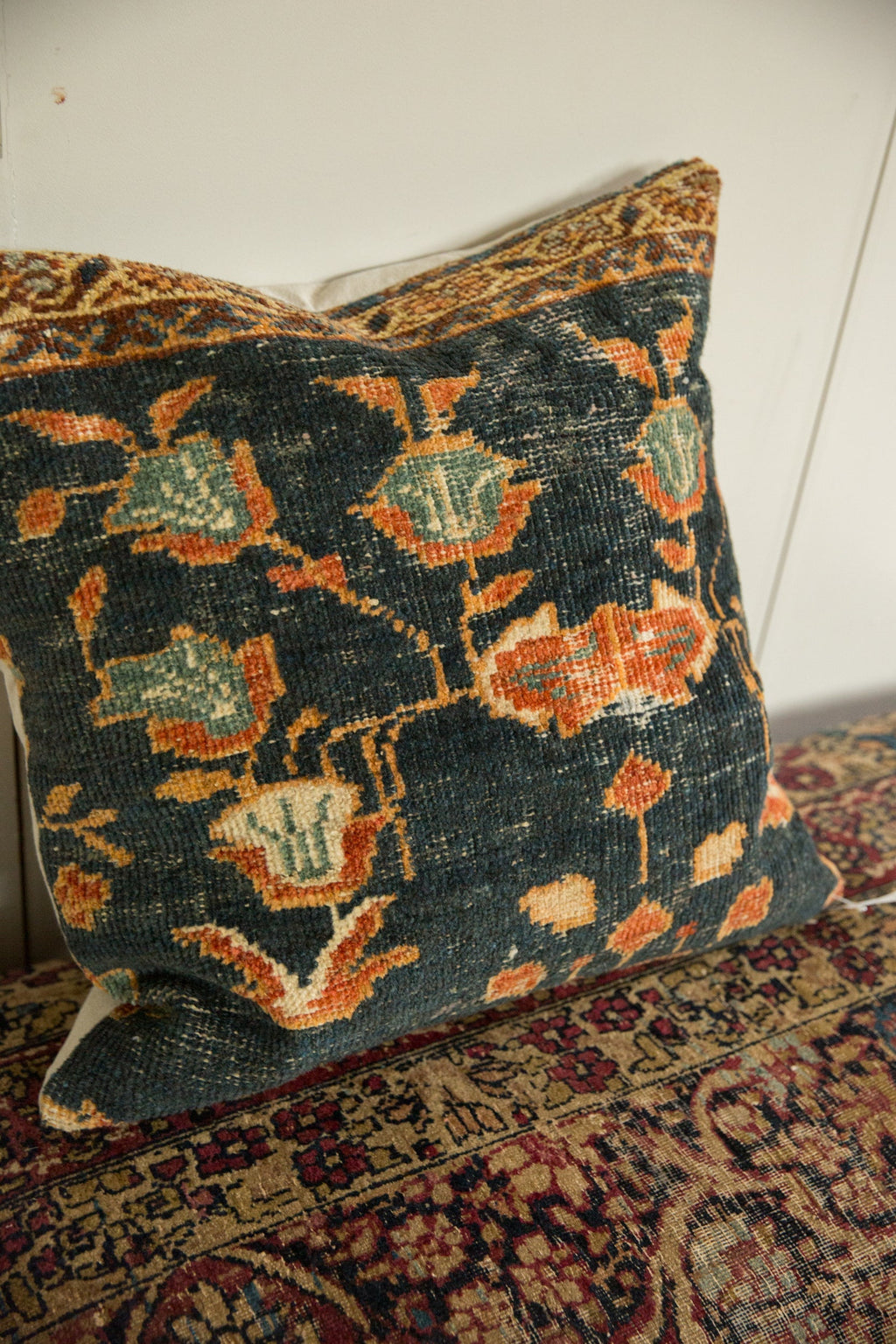 Antique Ziegler Mahal Rug Fragment Pillow