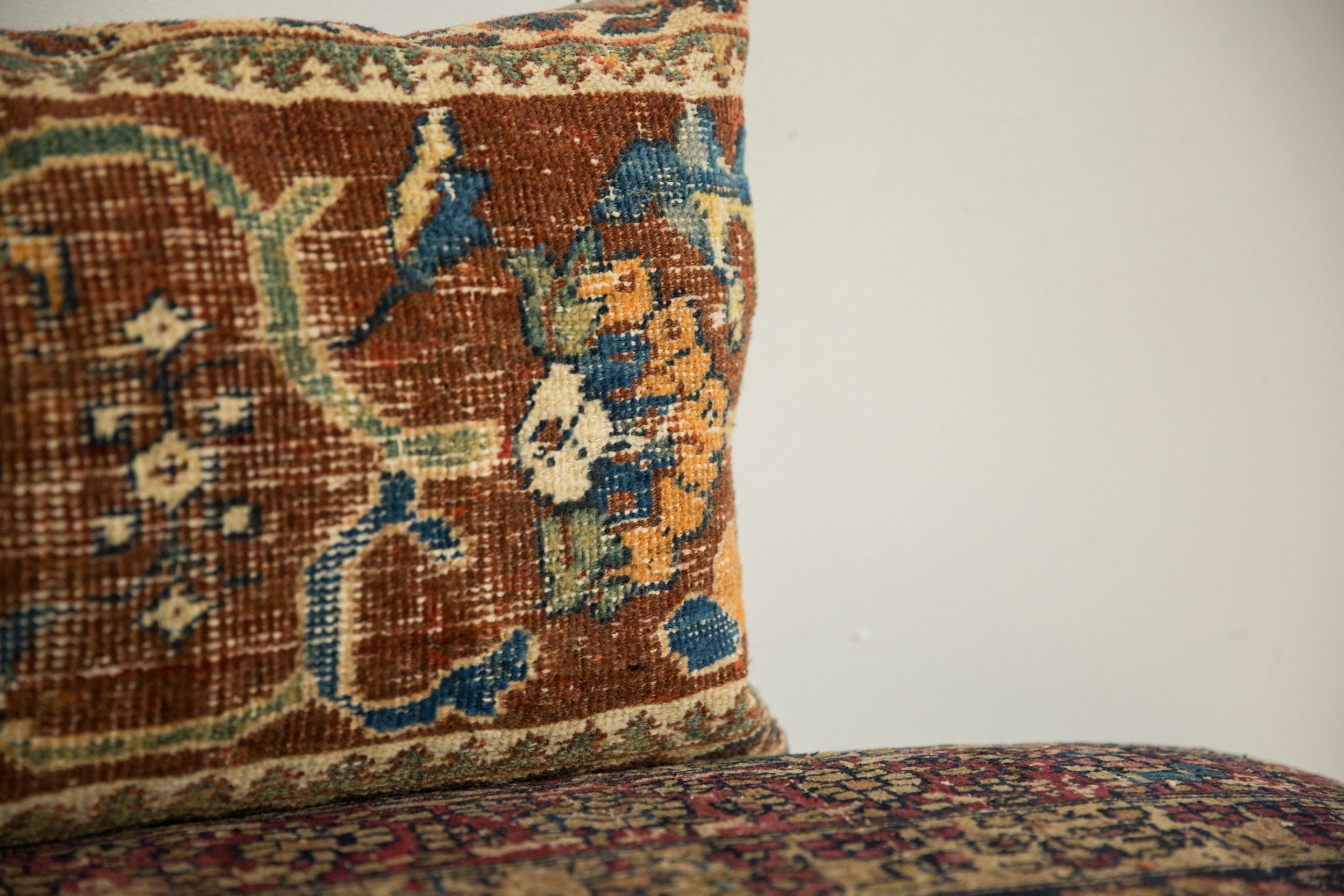 Antique Ziegler Mahal Rug Fragment Pillow