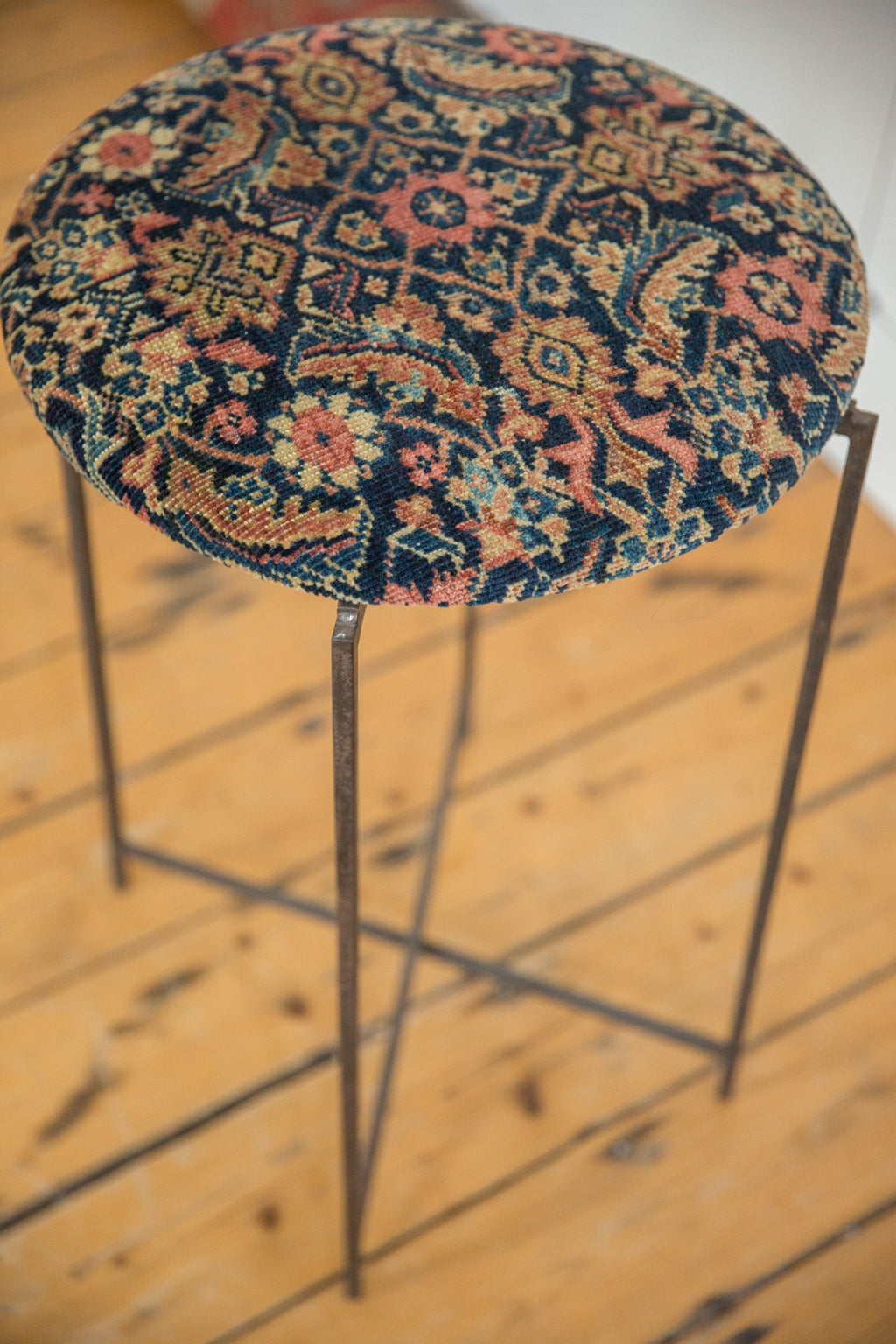 Reclaimed Antique Rug Fragment Side Table Stand 1 of 7