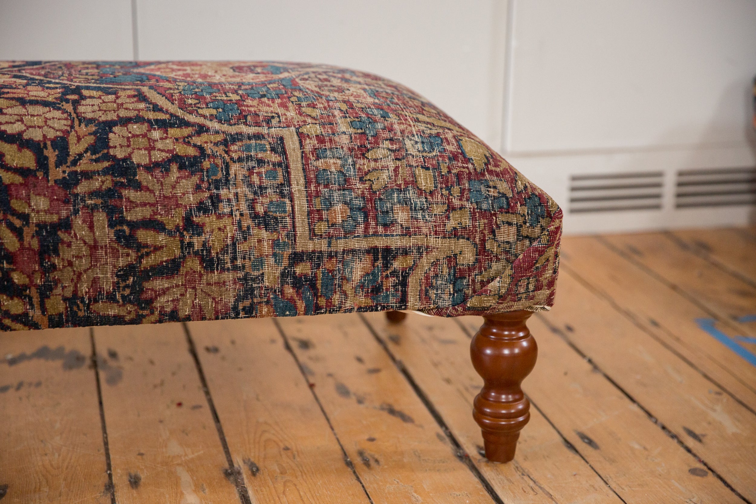 Antique Persian Kerman Rug Ottoman Coffee Table
