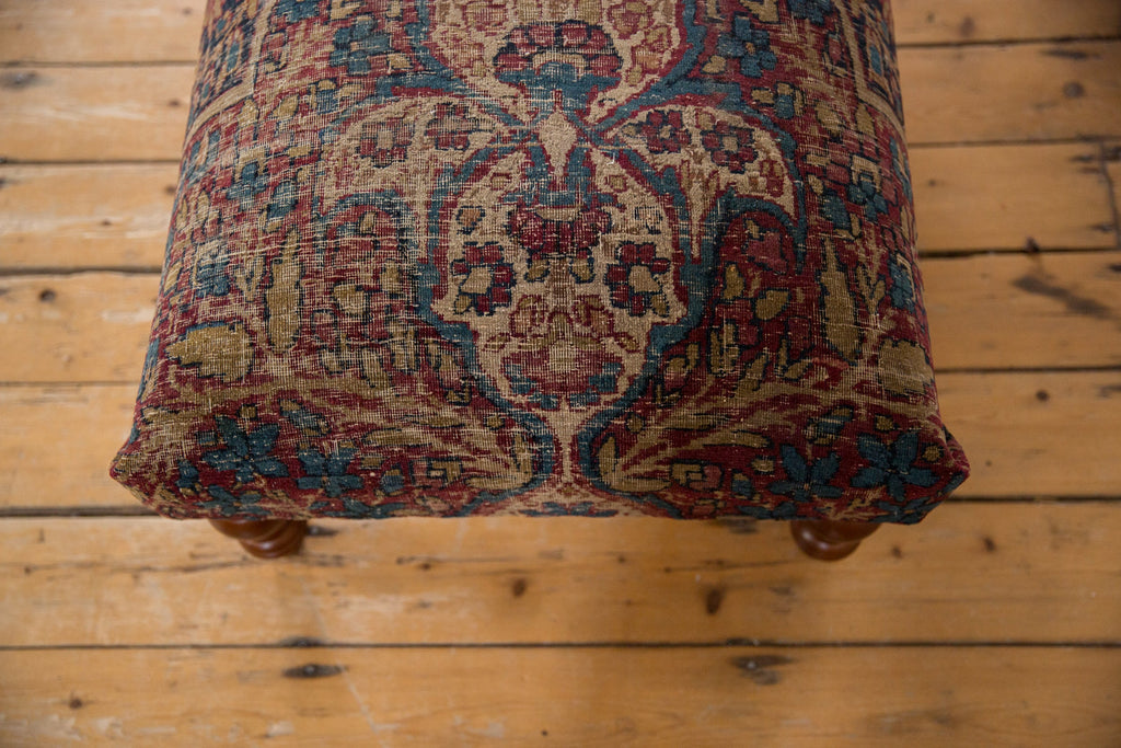 Antique Persian Kerman Rug Ottoman Coffee Table