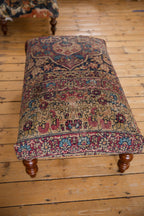 Antique Persian Kerman Rug Ottoman Coffee Table