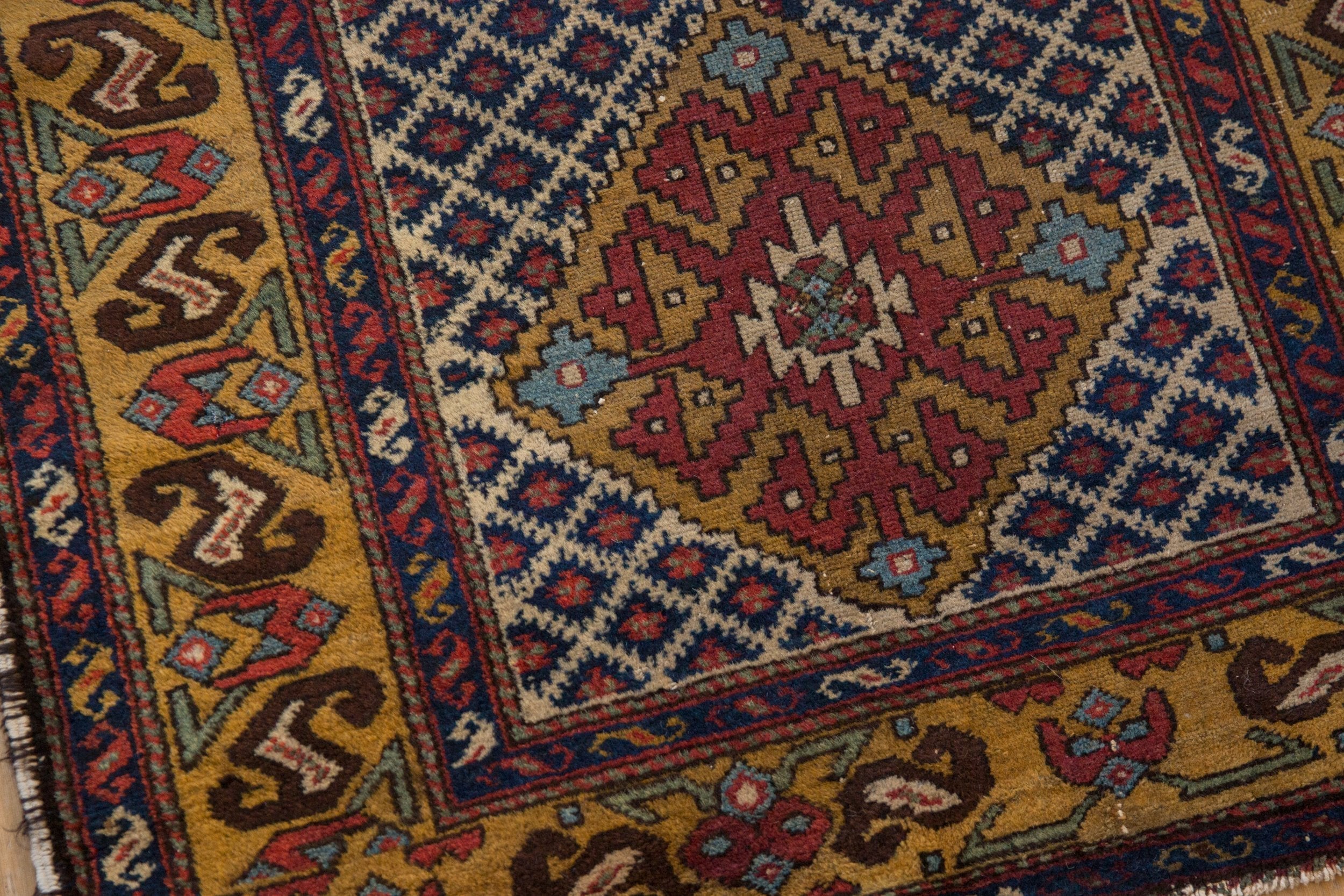 3.5x10.5 Vintage Caucasian Rug Runner