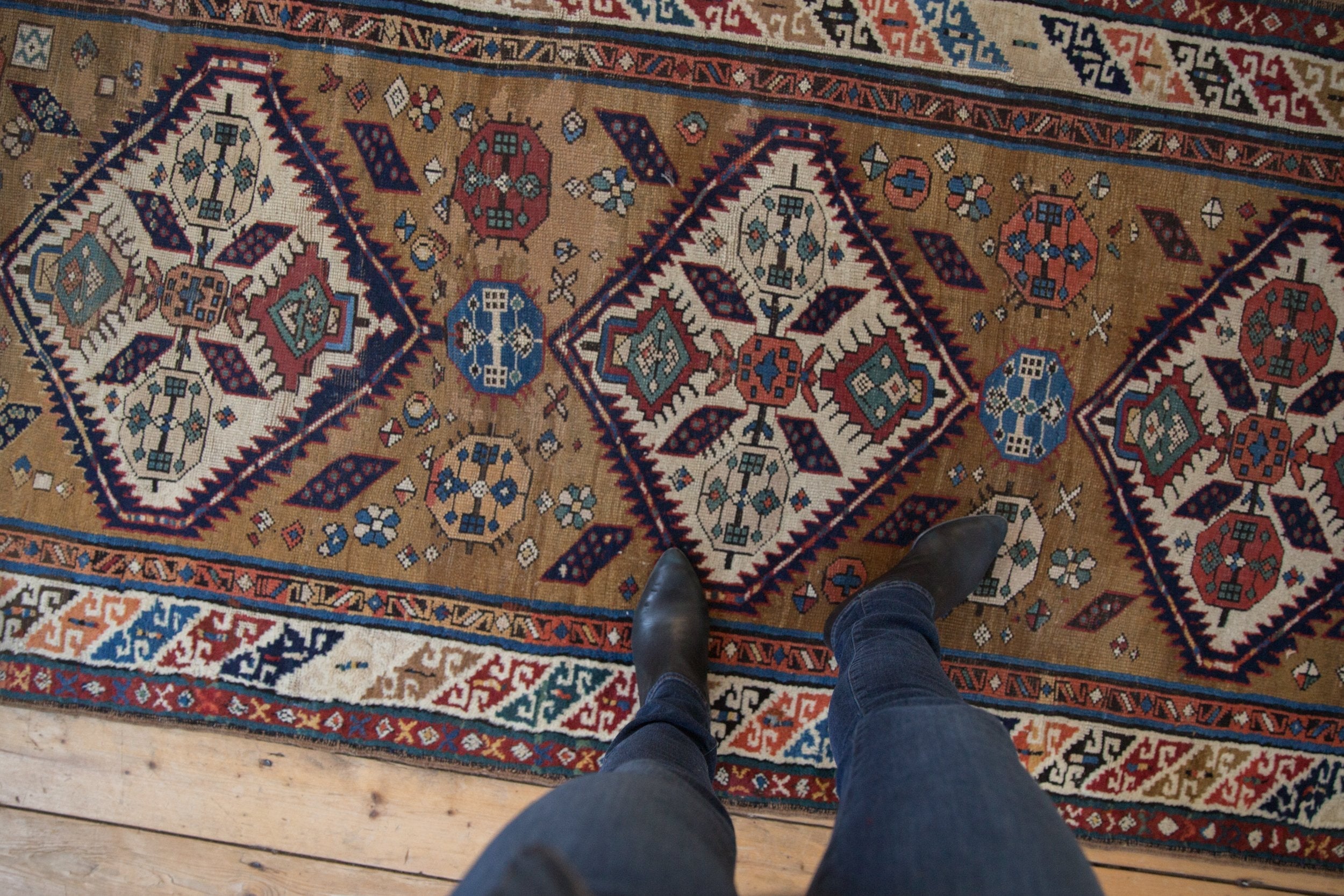 3.5x11.5 Antique Caucasian Rug Runner