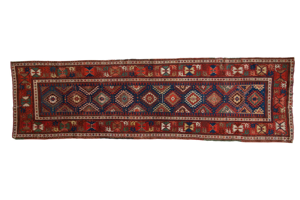 3.5x12.5 Antique Caucasian Rug Runner