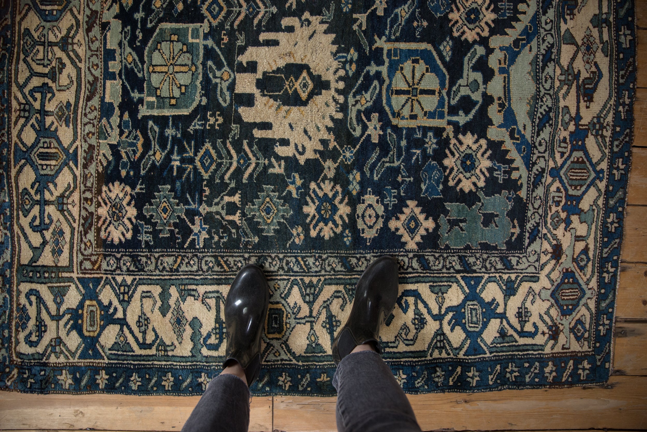 4.5x5 Vintage Bijar Square Rug