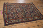 4x5 Vintage Caucasian Square Rug