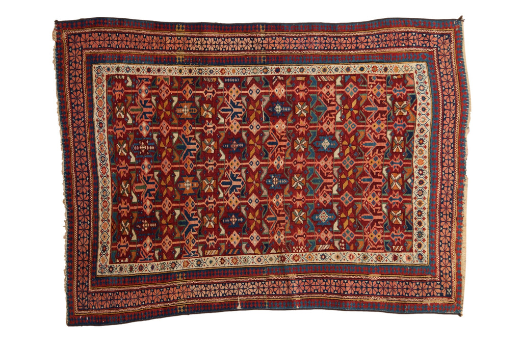 4x5 Antique Caucasian Square Rug