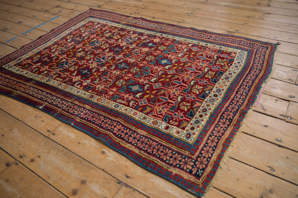 4x5 Antique Caucasian Square Rug