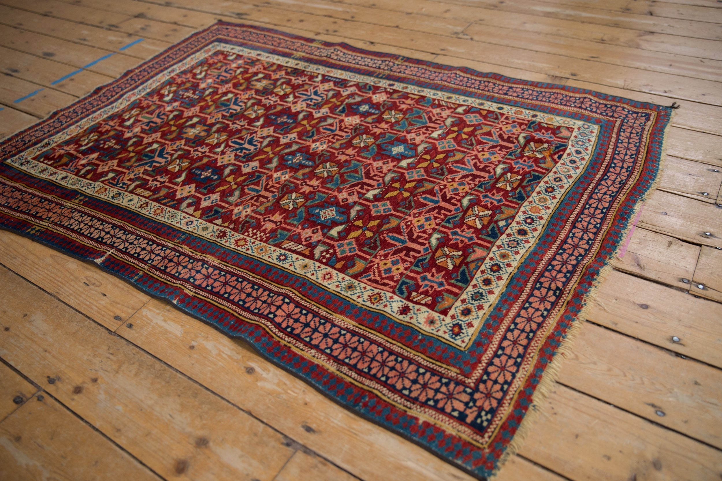 4x5 Antique Caucasian Square Rug