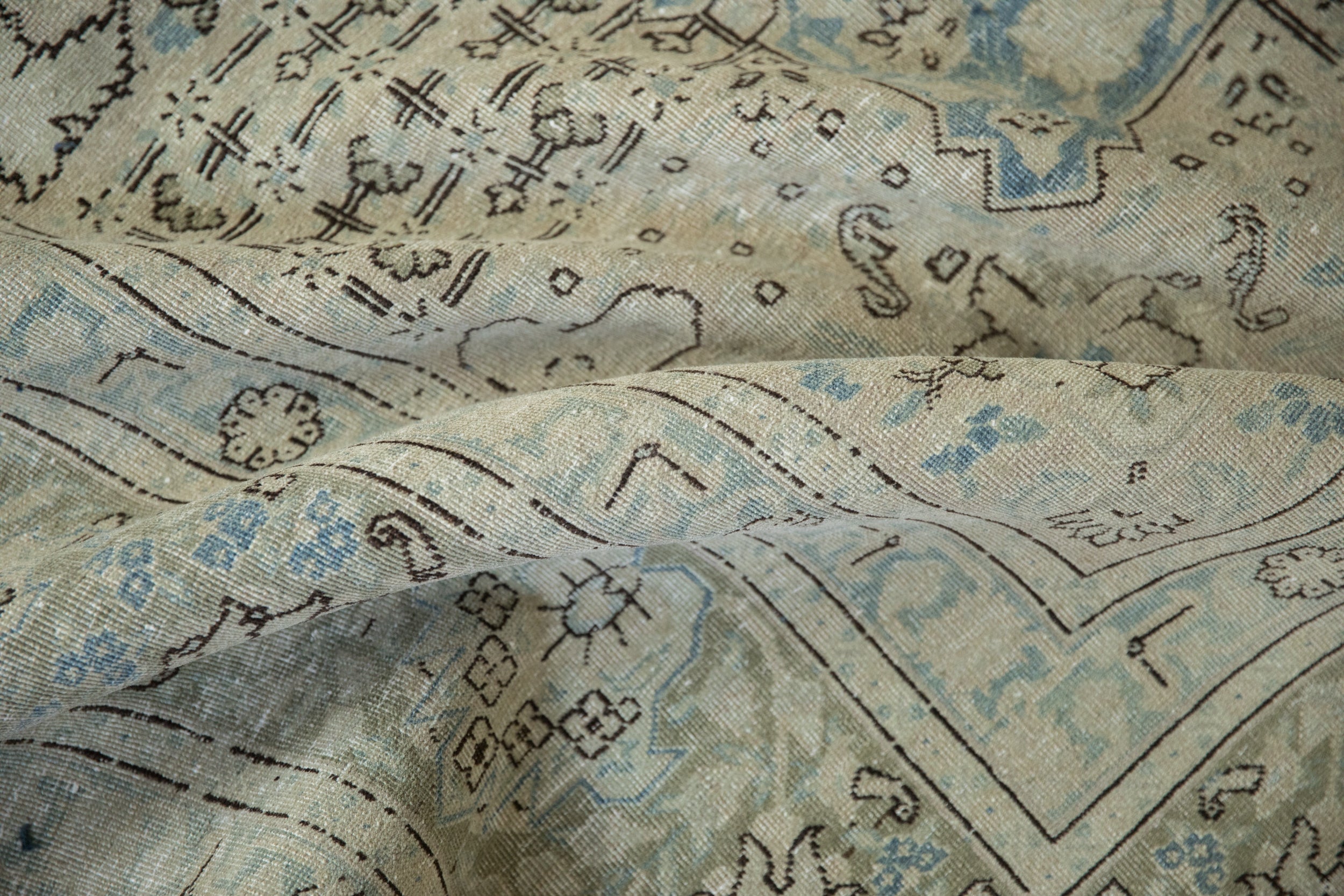 9x12.5 Vintage Distressed Tabriz Carpet