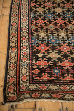 3x8.5 Antique Fragment Kurdish Malayer Rug Runner