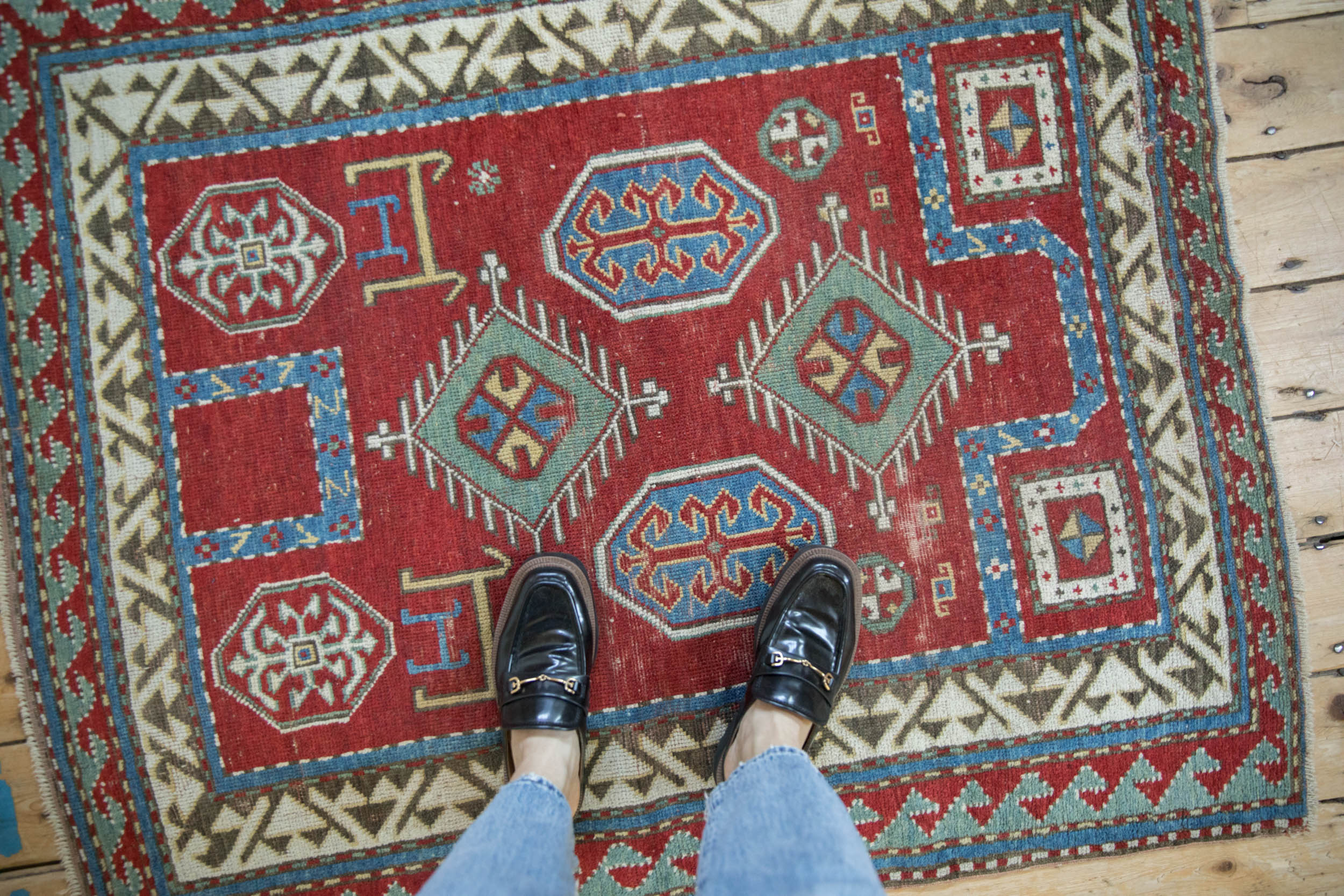 3.5x4.5 Antique Kazak Square Rug