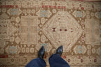4x9.5 Antique Distressed Caucasian Rug Runner