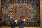 3.5x4.5 Antique Farahan Sarouk Square Rug