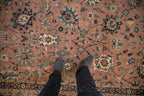 9x11.5 Antique Tea Washed Kerman Carpet