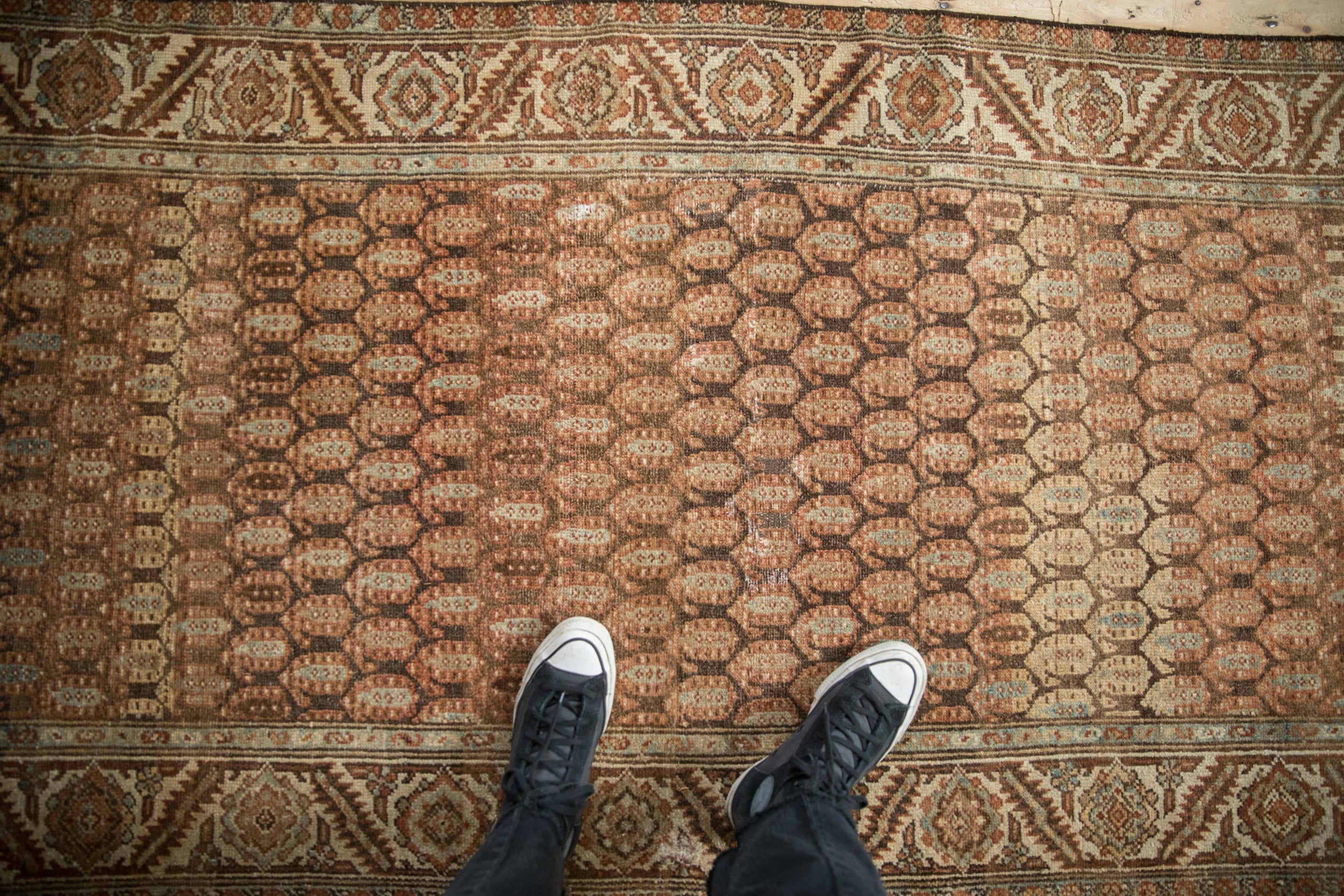 3.5x9.5 Vintage Distressed Hamadan Rug Runner
