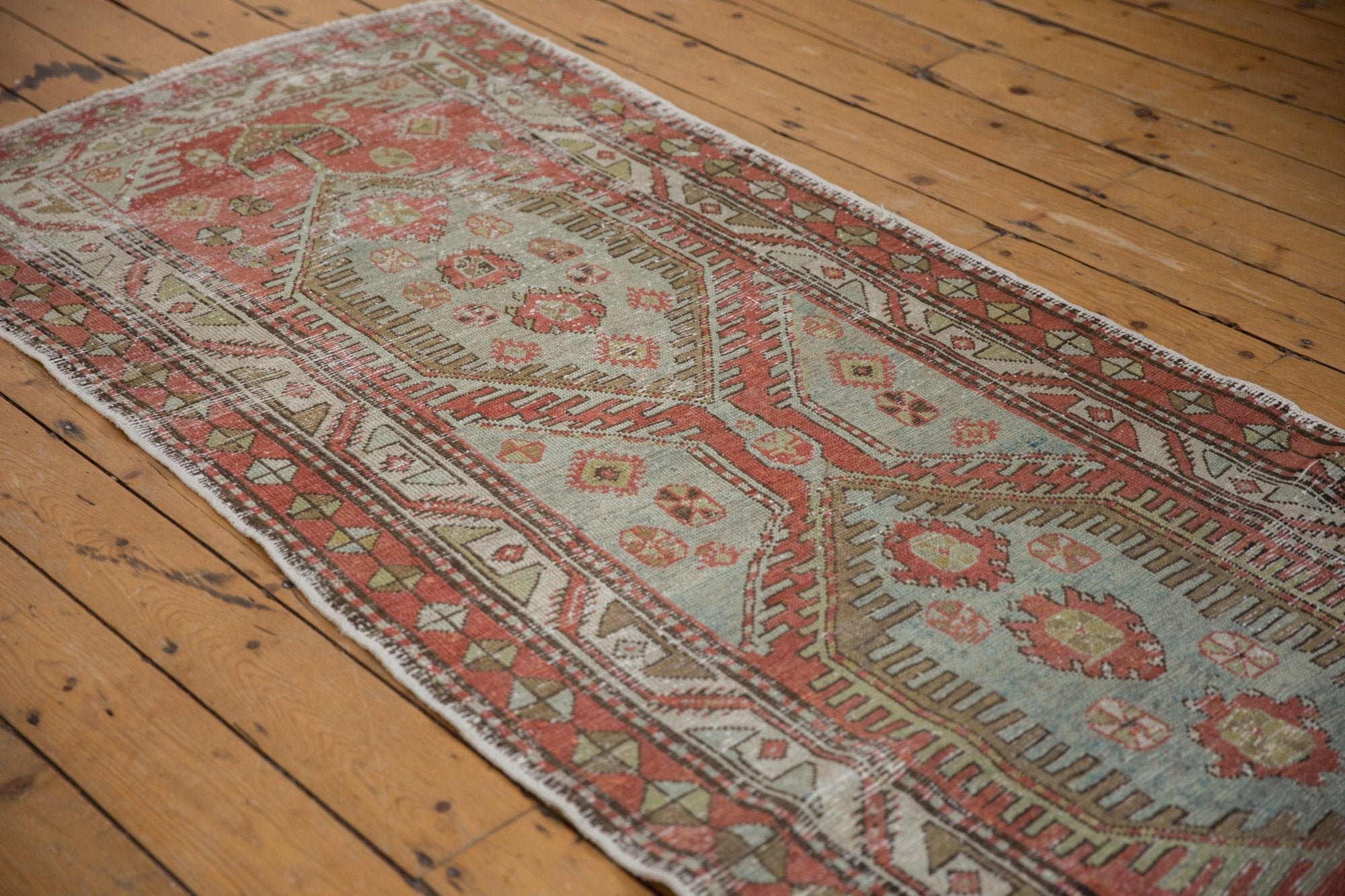 3.5x11 Vintage Distressed Heriz Rug Runner