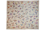 8.5x9.5 Mixed Weave Pakistani Pictorial Kilim Design Square Carpet
