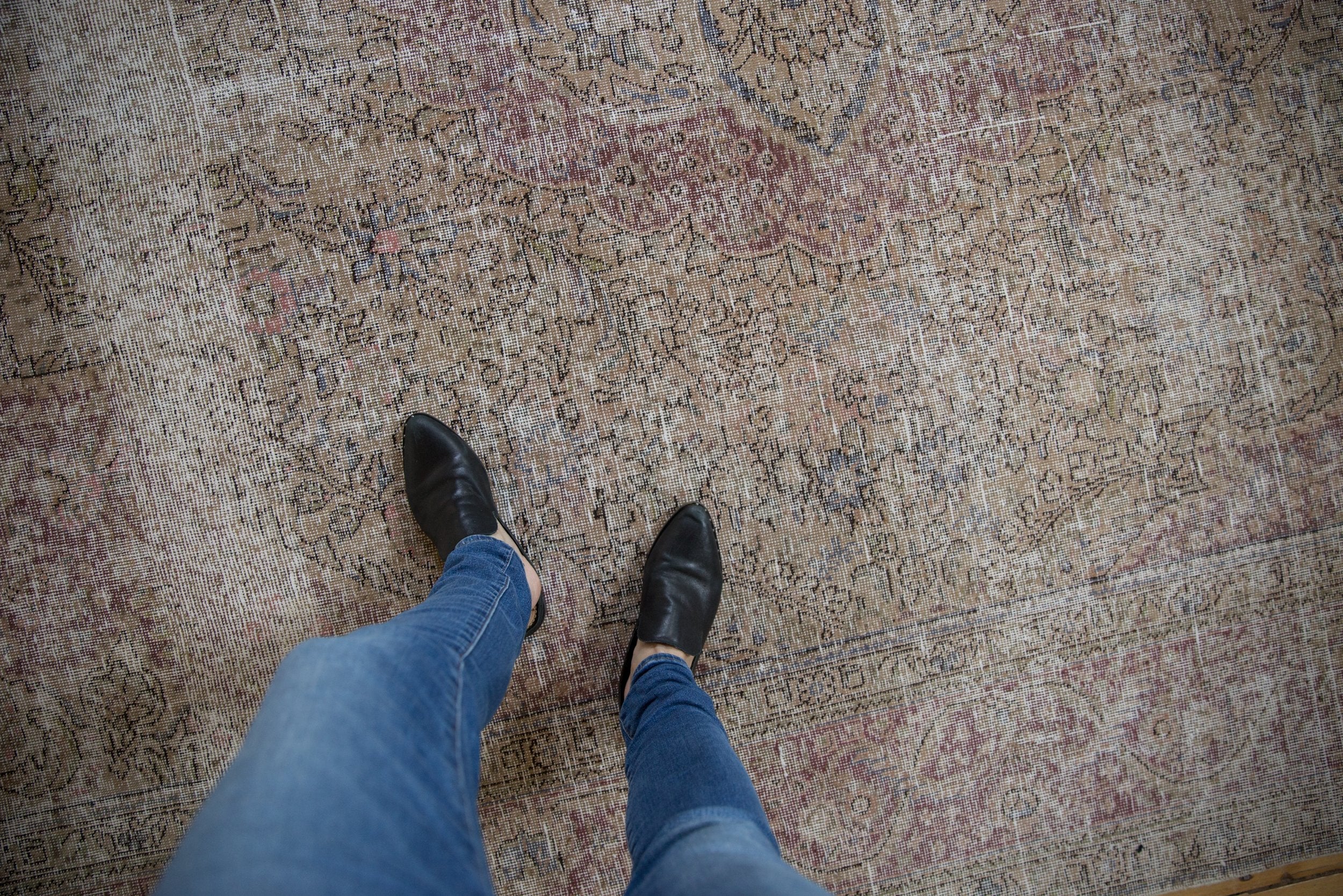 10x12.5 Vintage Distressed Tabriz Carpet