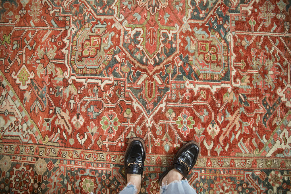 8x10.5 Vintage Distressed Heriz Carpet