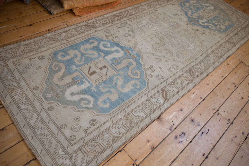 4x10.5 Vintage Distressed Caucasian Rug Runner