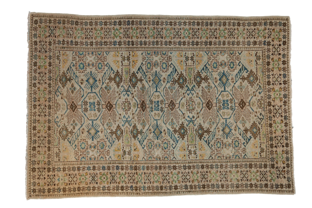 3.5x4.5 Vintage Distressed Tabriz Square Rug