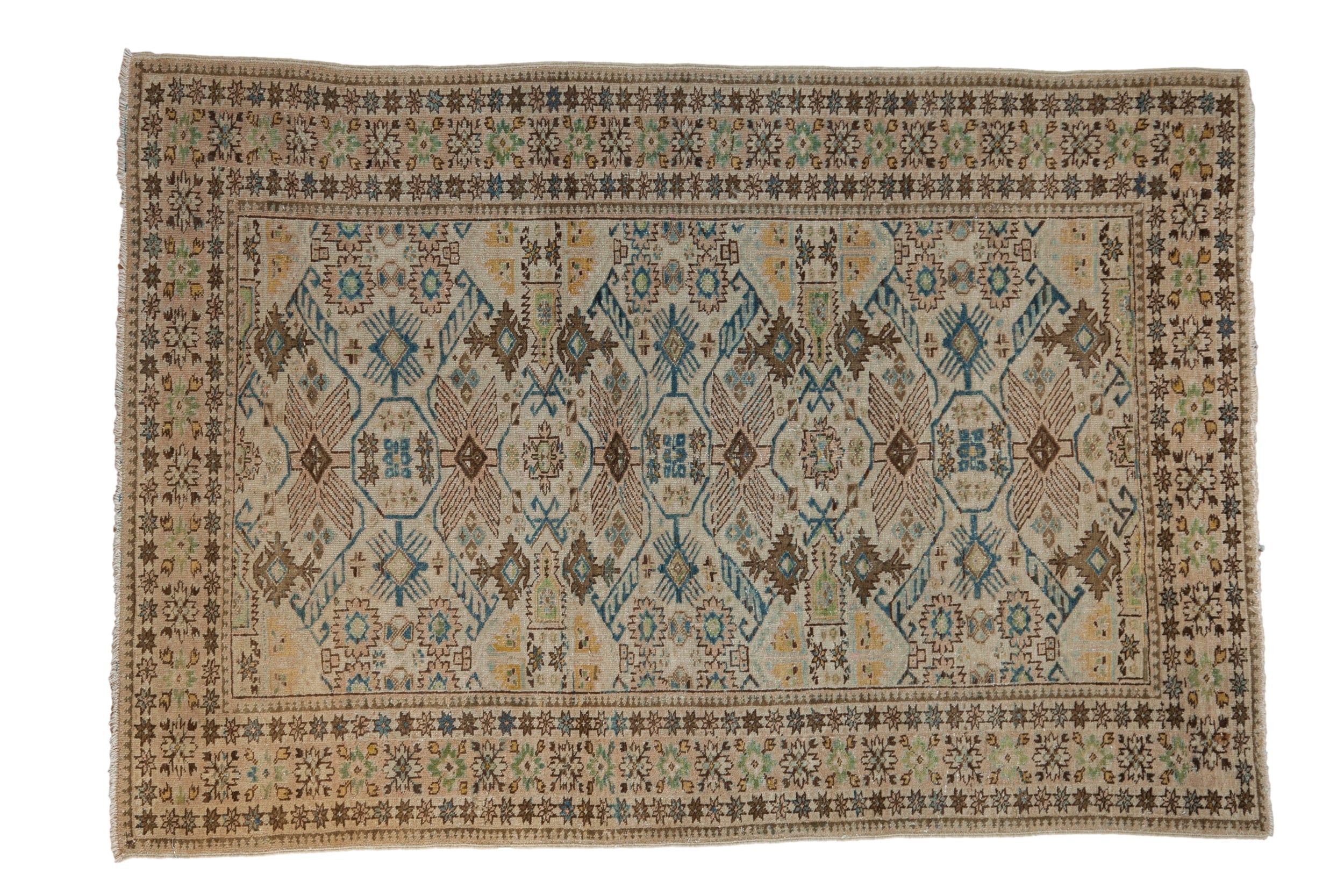 3.5x4.5 Vintage Distressed Tabriz Square Rug