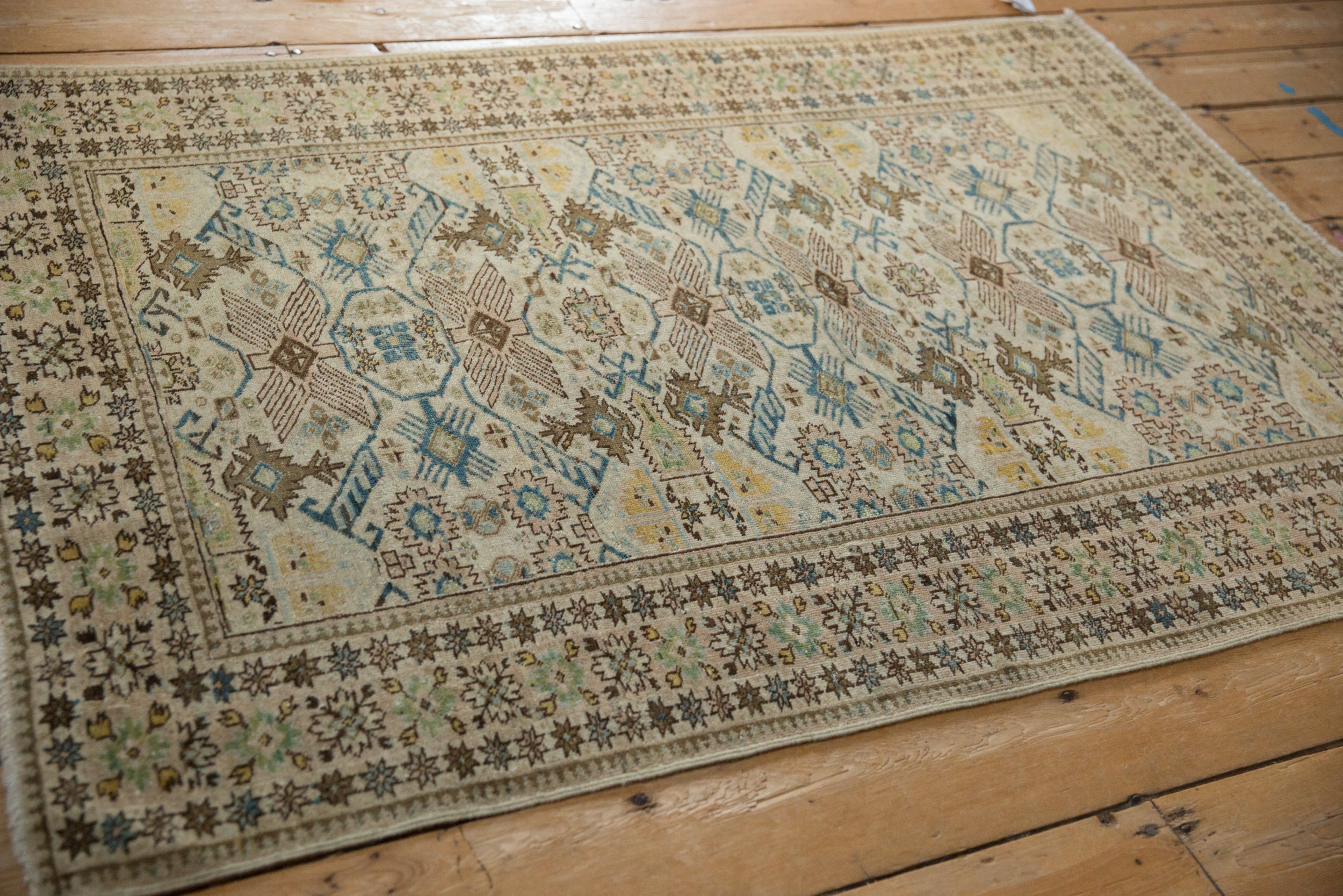3.5x4.5 Vintage Distressed Tabriz Square Rug